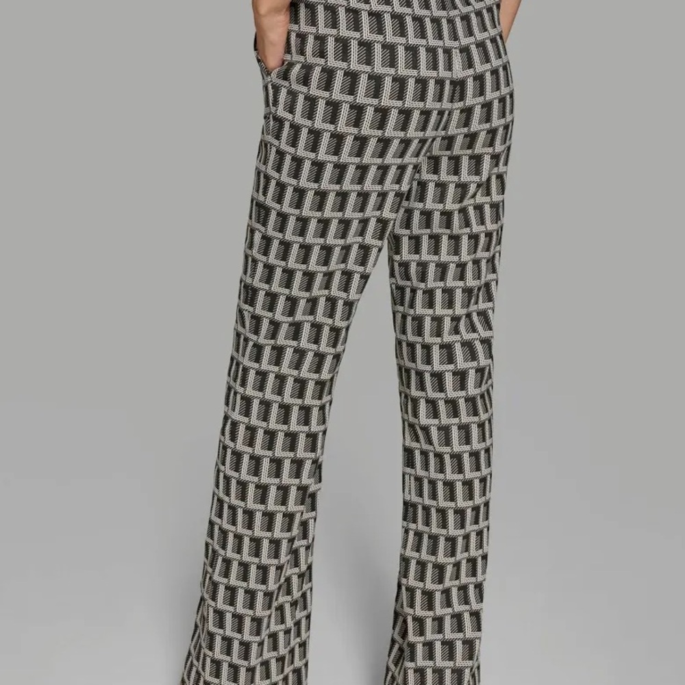Karl Lagerfeld‎ Paris Women's Black Monogrammed Straight-Leg Pants Size 6 - Picture 3 of 7